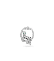 Diamond & Emerald Panther Hoop Brooch (Lapel Pin)