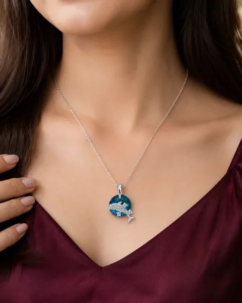 Blue Crystal Dolphin Necklace