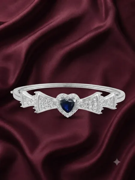 Celeste Sapphire Heart Bow Cuff