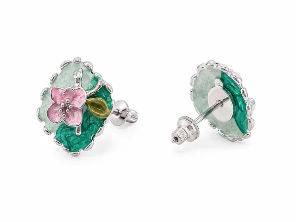Multicolor Floral Enamel Stud Earrings