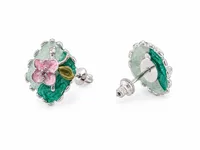 Multicolor Floral Enamel Stud Earrings