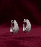 Pavé Diamond Tapered Huggie Hoop Earrings