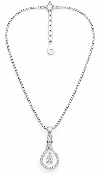 Silver Emerald Teardrop pandent chain