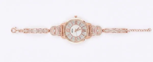 Pure Sterling Silver Rose Gold Plated Shimmer Roman Numeral Bracelet Watch
