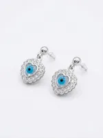 Heart-Shaped Evil Eye Stud Drop Earrings