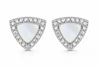 Silver Opal Triangle Earring