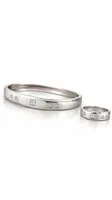 Classic Square-Cut Stonr Silver Bracelet & Ring Set