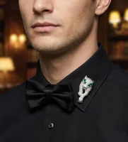 Diamond Panther / Leopard Collar Brooch (Men’s Lapel & Collar Pin)