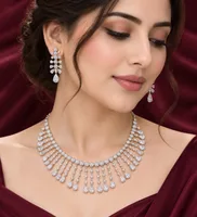 Radiant Teardrop Silver Jewelry Set