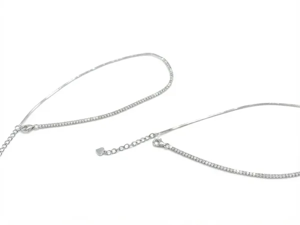 Silver Crystal Tennis Chain Anklet