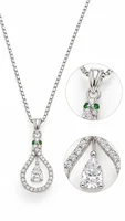 Silver Emerald Teardrop pandent chain
