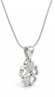 Silver Heart Clover Necklace