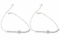 Elegant Leaf Motif Silver Anklet