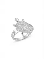 Silver Radiance Turtle Ring