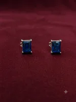 Royal Blue Emerald-Cut Stud Earrings