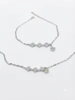 Silver Double-Layer Floral Charm Anklet