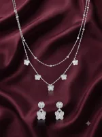 Elegant Floral Charm Layered Necklace & Earring Set