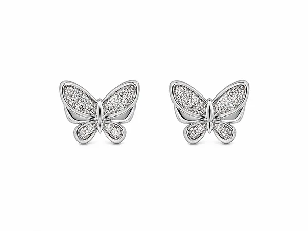 Sparkling Butterfly 925 Sterling Silver Stud Earrings