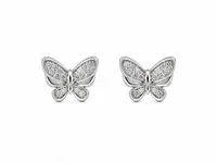 Sparkling Butterfly 925 Sterling Silver Stud Earrings