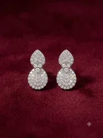 Sparkling Duo-Drop Pave Diamond Halo Earrings