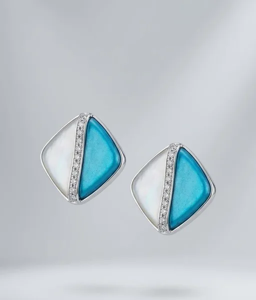 Azure Horizon Rhombus Stud Earrings