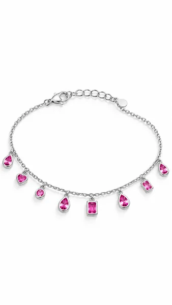 Pink Teardrop Stone Dangle Anklet