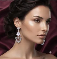 Royal Diamond Heart Drop Earrings