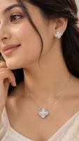 Silver Floral Crystal Necklace