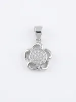 Silver Flower Pave Pendant
