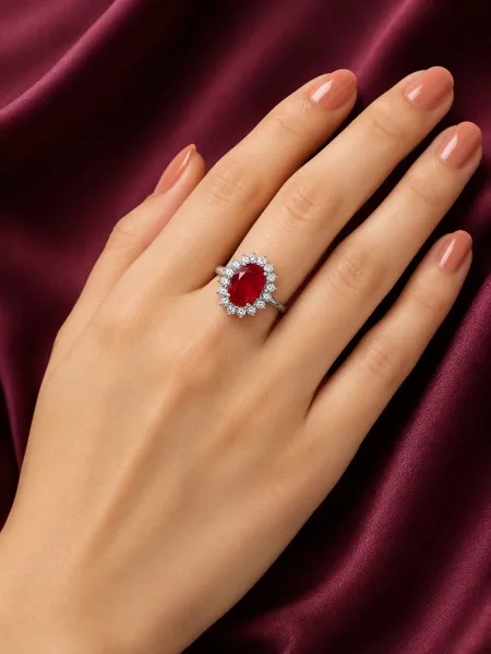 Red Oval Stone Ring