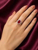 Red Oval Stone Ring