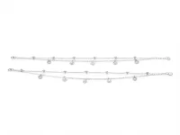 Silver Double-Layer Smiley Charm Anklet