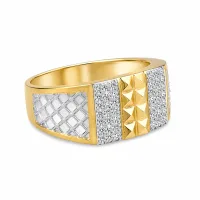 Royal Gold Geometric Pavé Ring