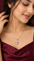 Silver Heart Clover Necklace