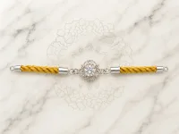 Sunshine Crystal Silver Rakhi