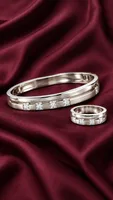 Classic Square-Cut Sterling Silver Bracelet & Ring Set