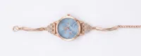 REQA Rose Gold-Toned & Light Blue Dial Floral Motif Watch