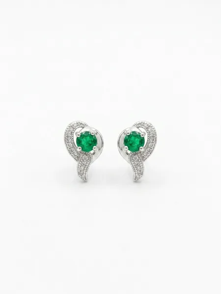 Emerald Sparkle Swirl Stud Earrings