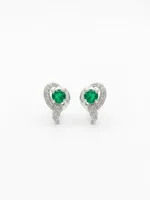 Emerald Sparkle Swirl Stud Earrings