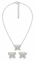 Silver Butterfly Pendant chain with earing