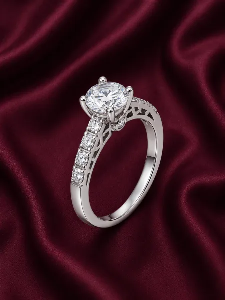 Sterling Silver Halo Solitaire Ring