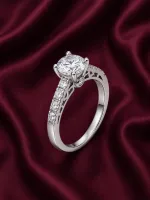 Sterling Silver Halo Solitaire Ring