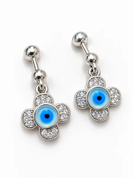 Blue Evil Eye Drop Earrings