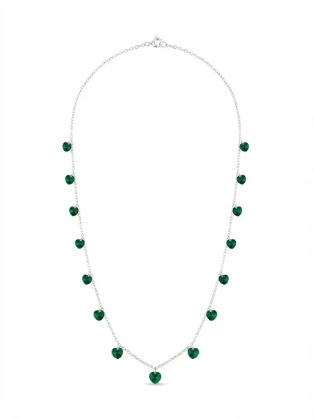 Emerald-Green Heart Station Necklace