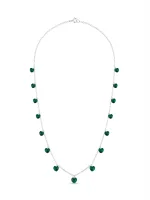 Emerald-Green Heart Station Necklace