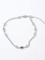 Silver Marquise Abalone Shell & CZ Station Anklet
