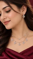 Silver Star Charm Double Layer Pendant Chain