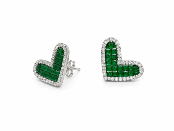 Green Heart Crystal Earrings