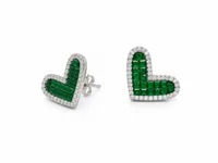 Green Heart Crystal Earrings
