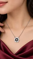 White & Black Floral Resin Art Pendant
